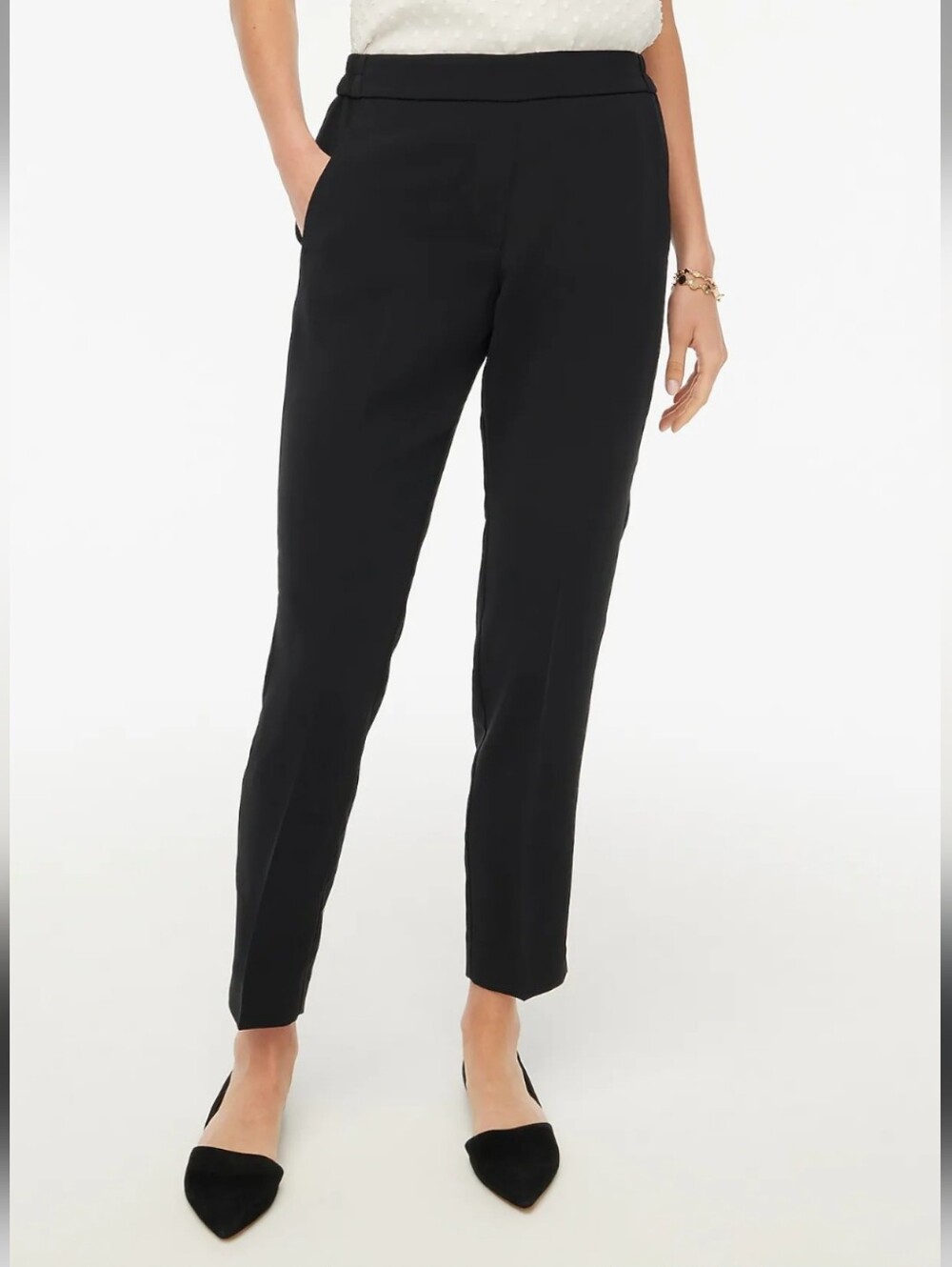 J. Crew Jamie Pants, Size 8, Black & White Tuxedo Stripe Accent, Pockets